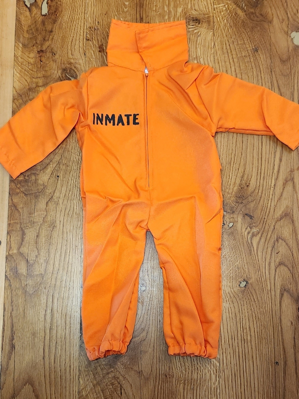 Baby Prisoner Inmate Jailbird One-Piece Jumpsuit - Orange & Black 6-12 Months